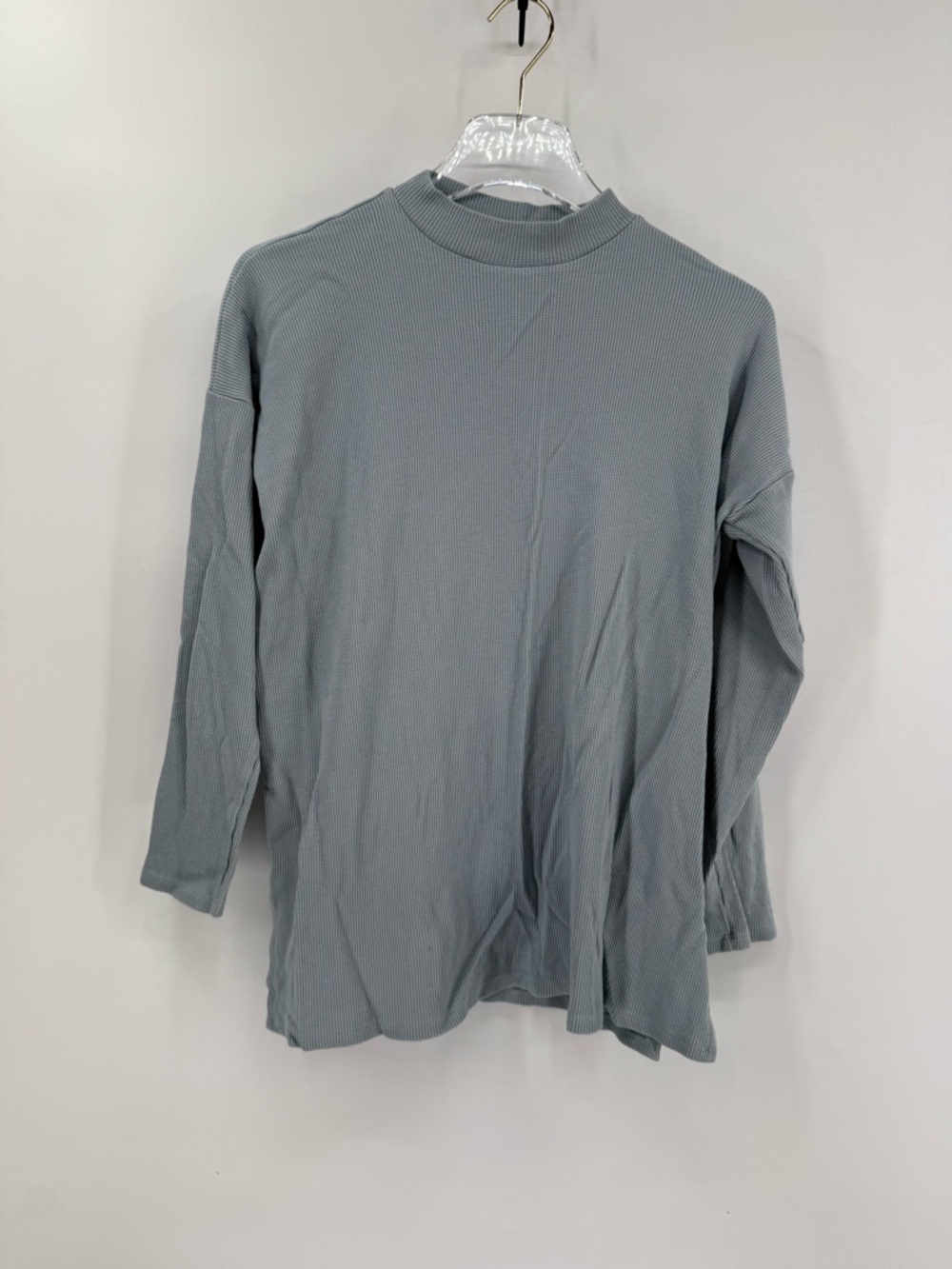 Eileen Fisher light blue funnel neck thermal long sleeve shirt size medium